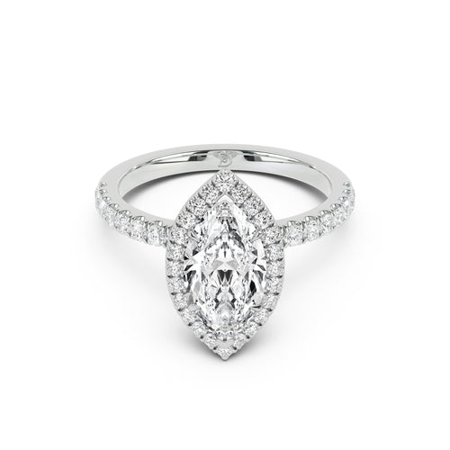 Stella Halo Engagement Ring with Diamond Band