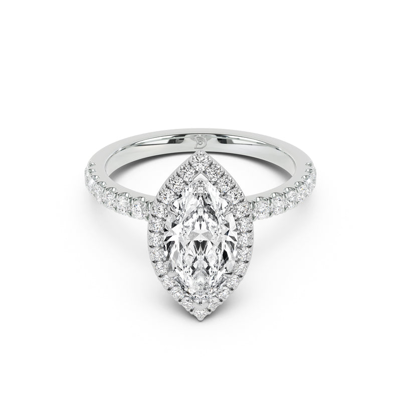 Stella Halo Engagement Ring with Diamond Band