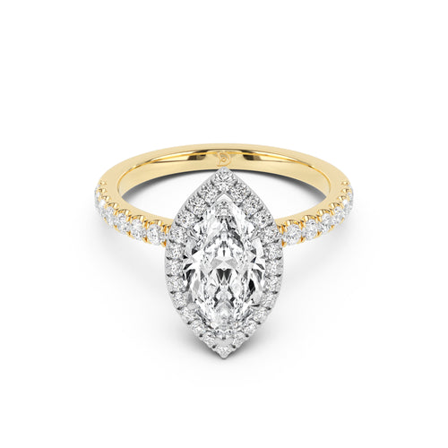 Stella Halo Engagement Ring with Diamond Band