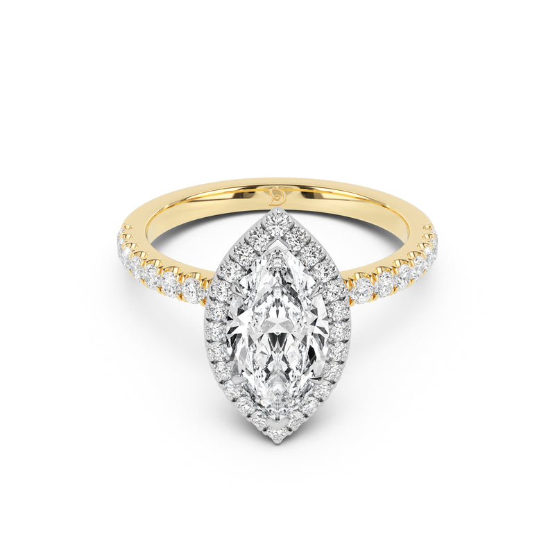 Stella Halo Engagement Ring with Diamond Band