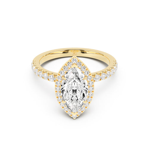 Stella Halo Engagement Ring with Diamond Band