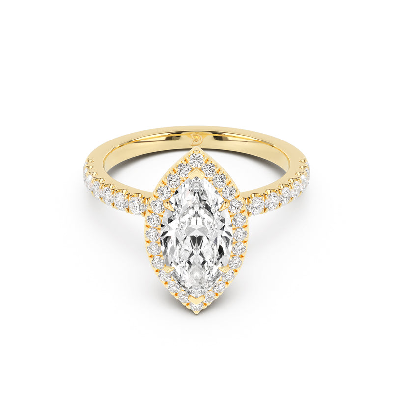 Stella Halo Engagement Ring with Diamond Band
