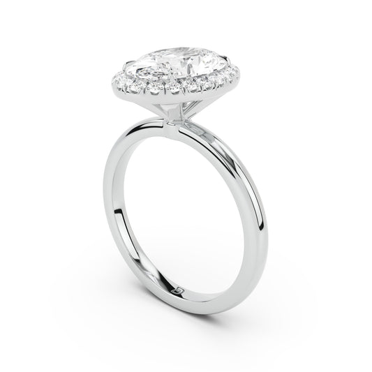 Stella Halo  Engagement Ring with Plain Band