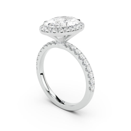 Stella Halo Engagement Ring with Diamond Band