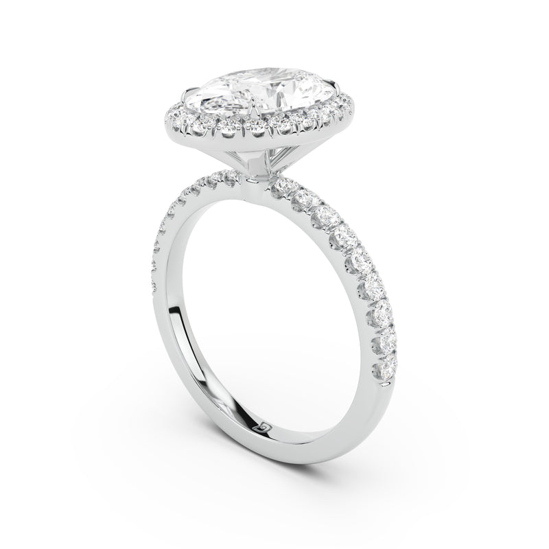 Stella Halo Engagement Ring with Diamond Band