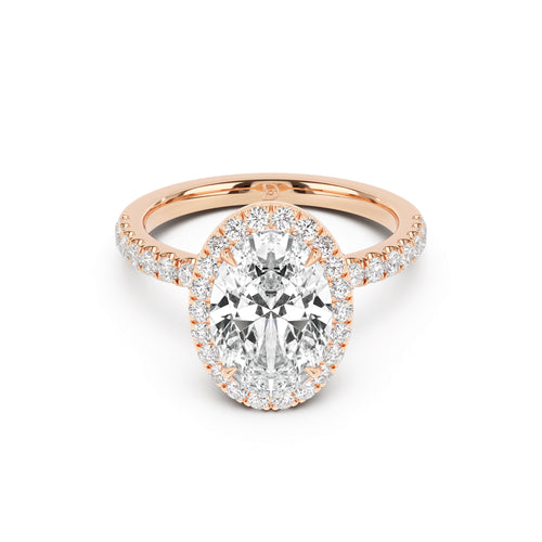 Stella Halo Engagement Ring with Diamond Band