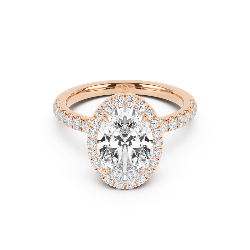 Stella Halo Engagement Ring with Diamond Band