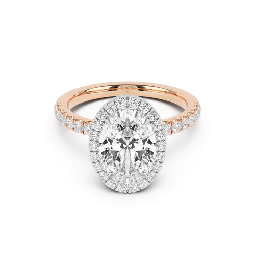 Stella Halo Engagement Ring with Diamond Band