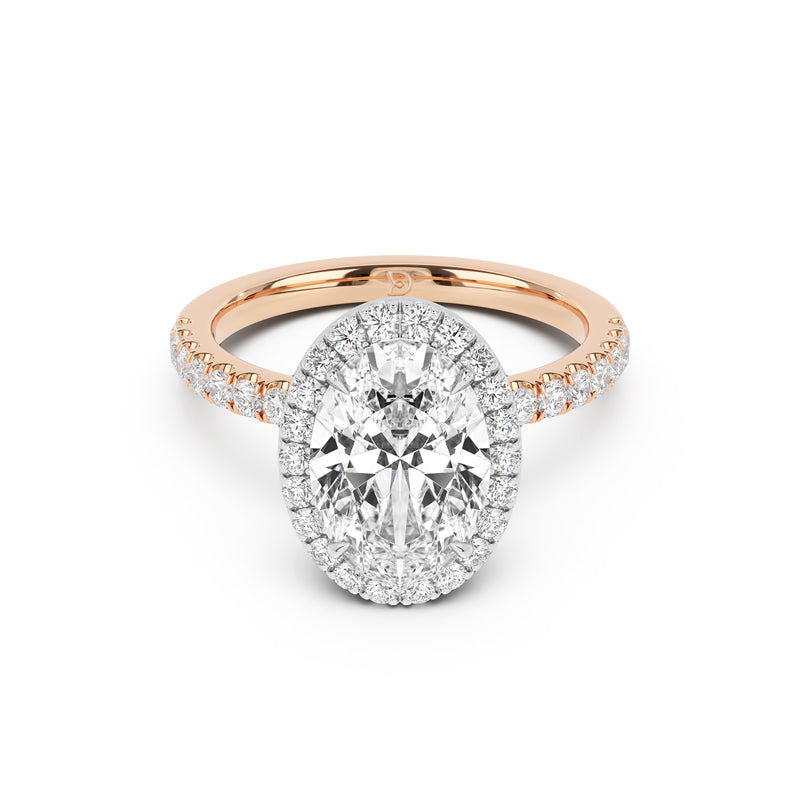 Stella Halo Engagement Ring with Diamond Band