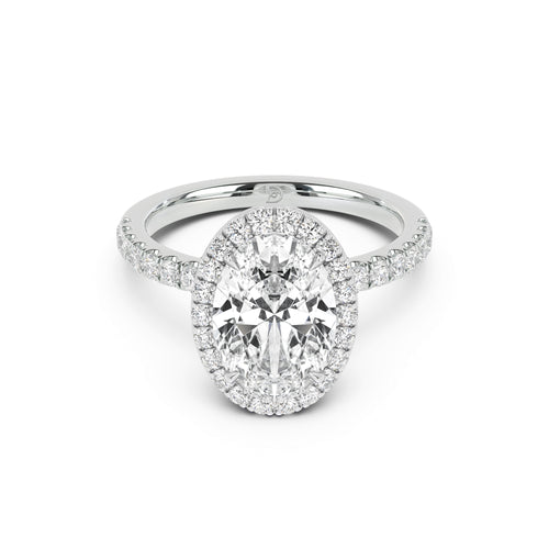 Stella Halo Engagement Ring with Diamond Band