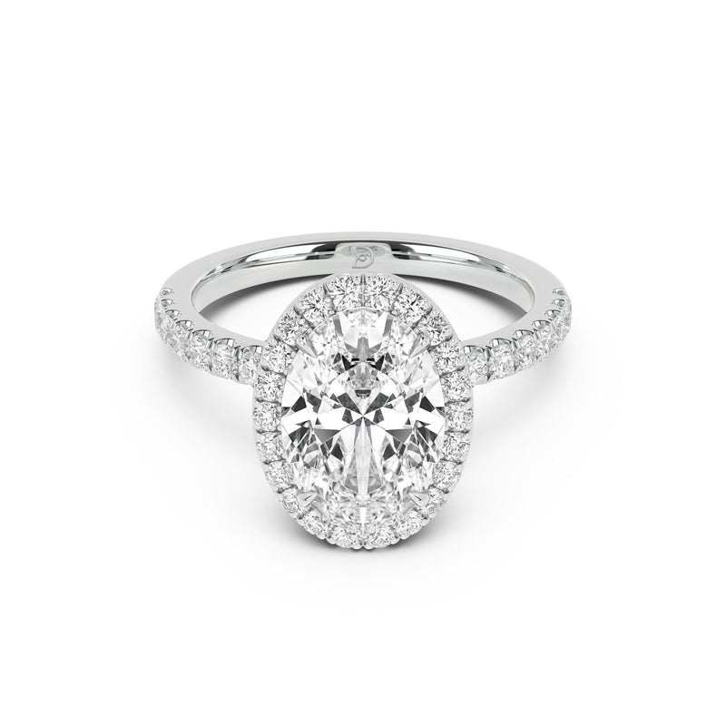 Stella Halo Engagement Ring with Diamond Band