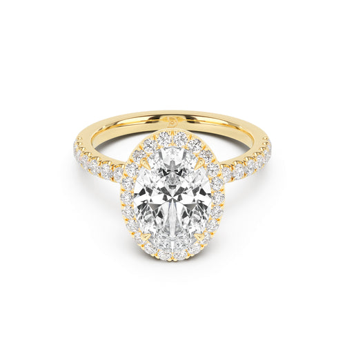 Stella Halo Engagement Ring with Diamond Band