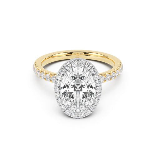 Stella Halo Engagement Ring with Diamond Band