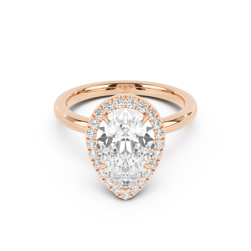 Stella Halo  Engagement Ring with Plain Band