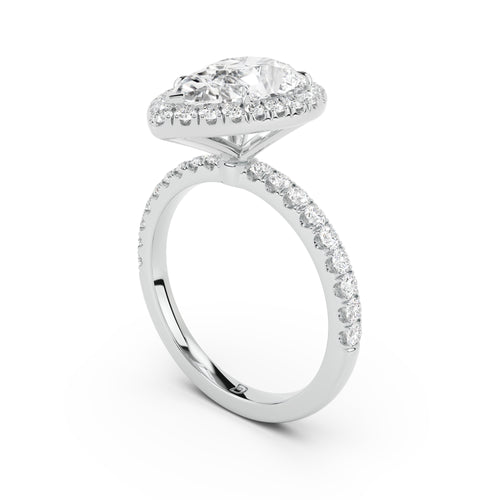 Stella Halo Engagement Ring with Diamond Band