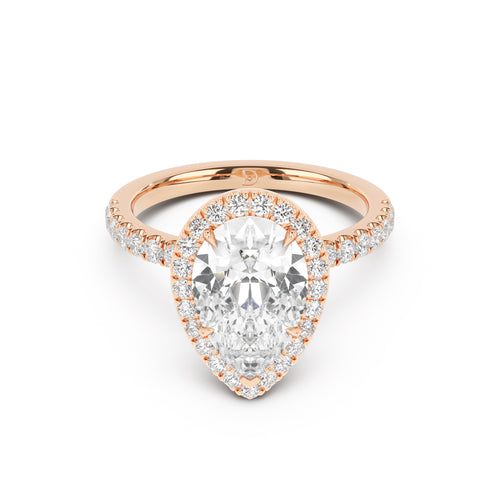 Stella Halo Engagement Ring with Diamond Band