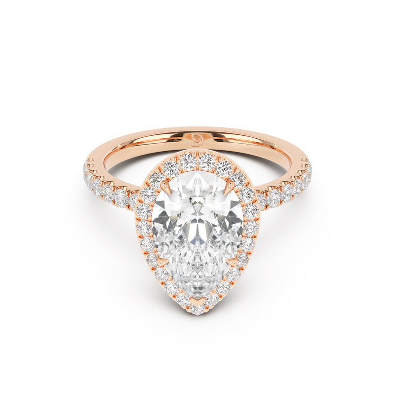 Stella Halo Engagement Ring with Diamond Band