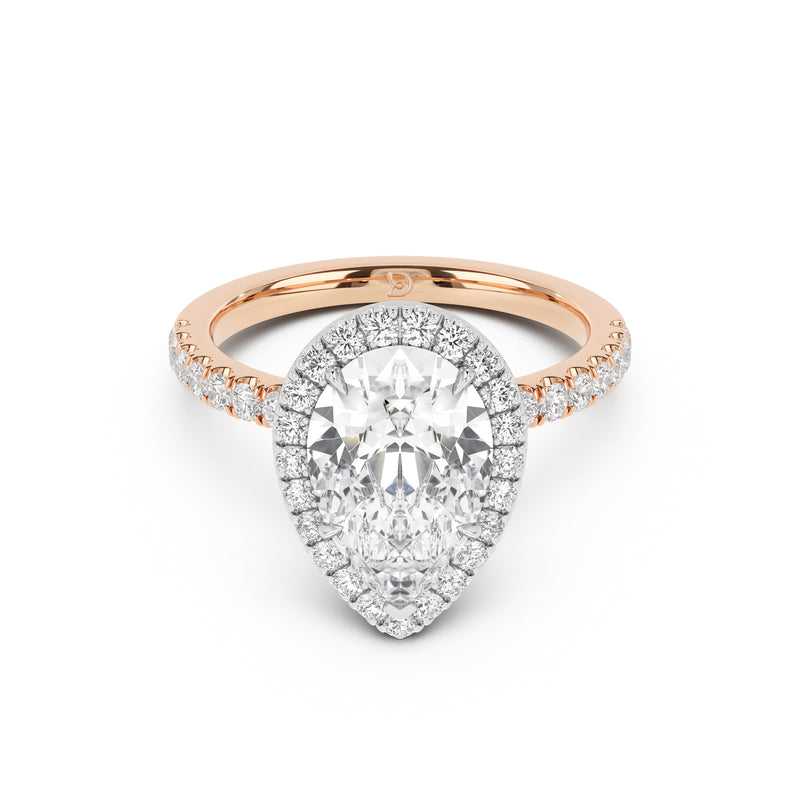 Stella Halo Engagement Ring with Diamond Band