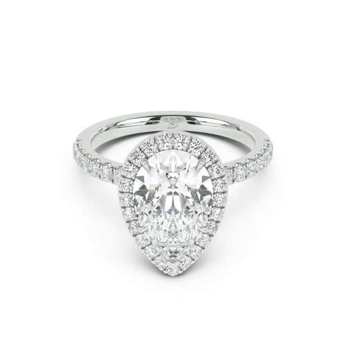 Stella Halo Engagement Ring with Diamond Band