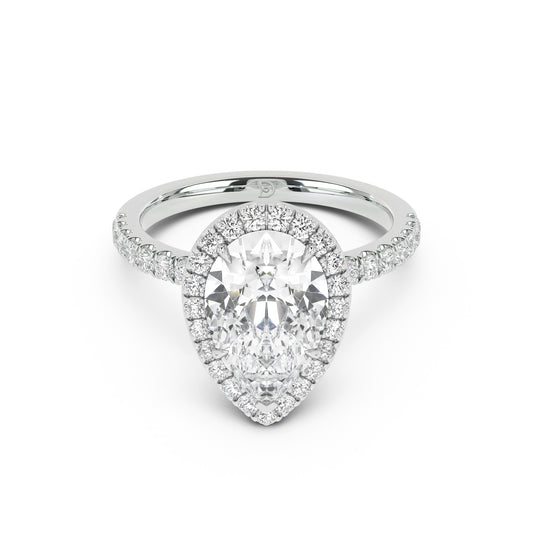 Stella Halo Engagement Ring with Diamond Band