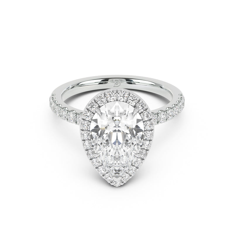 Stella Halo Engagement Ring with Diamond Band