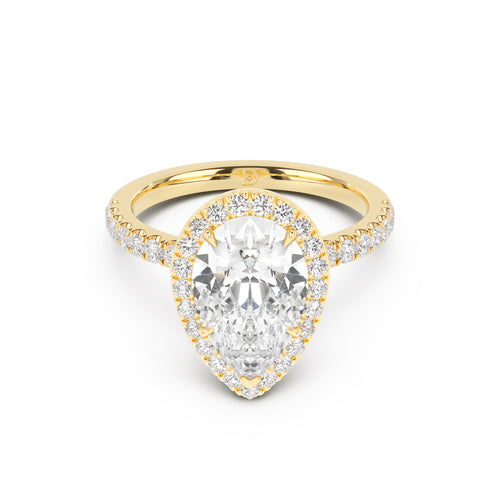 Stella Halo Engagement Ring with Diamond Band