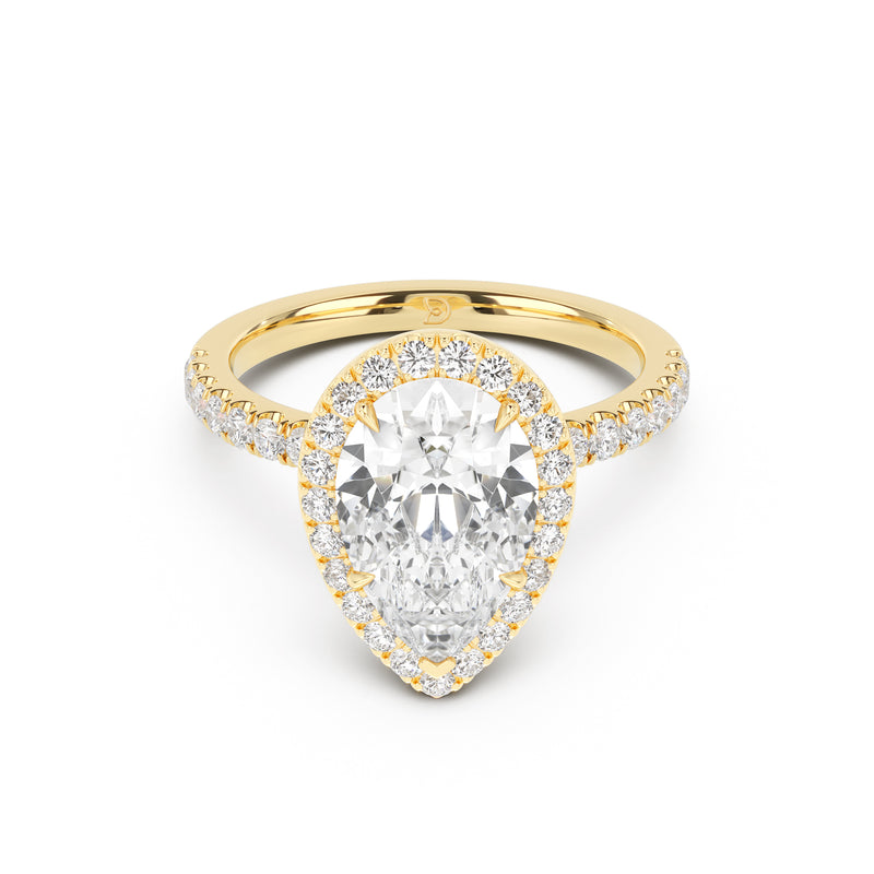 Stella Halo Engagement Ring with Diamond Band