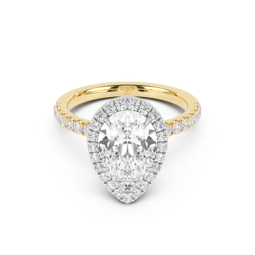 Stella Halo Engagement Ring with Diamond Band