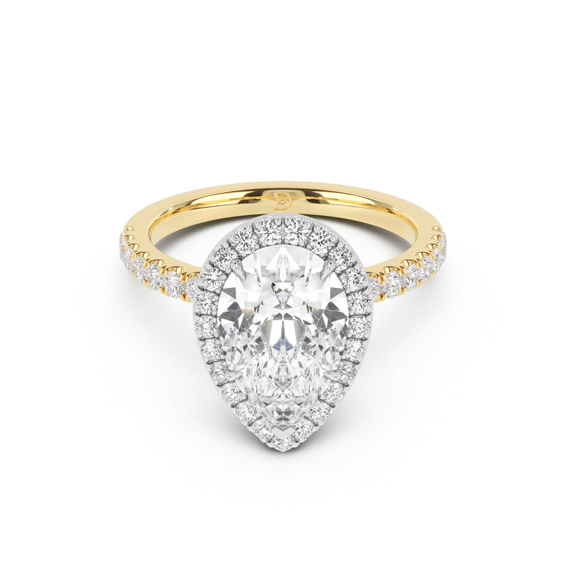 Stella Halo Engagement Ring with Diamond Band