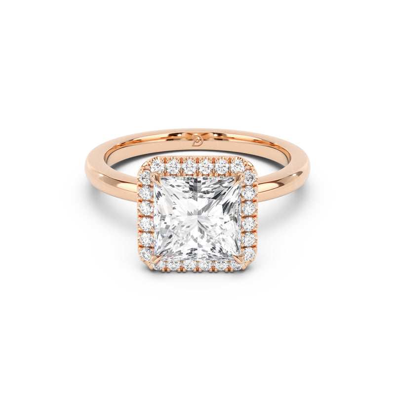 Stella Halo  Engagement Ring with Plain Band