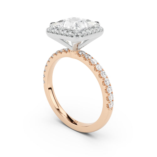 Stella Halo Engagement Ring with Diamond Band