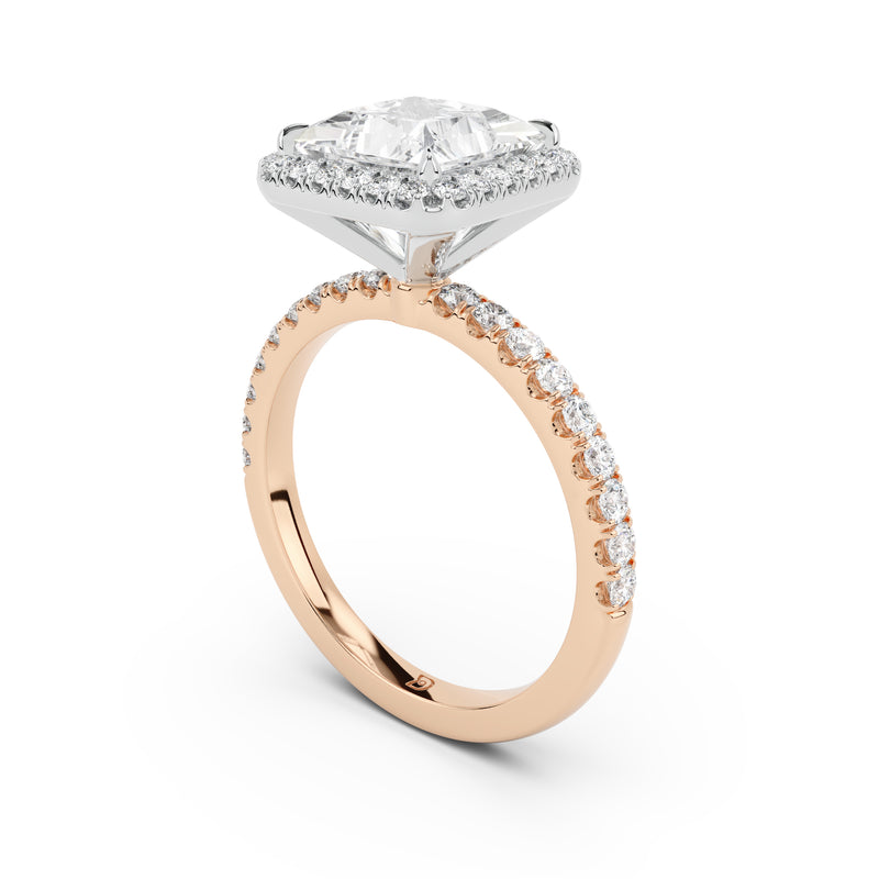 Stella Halo Engagement Ring with Diamond Band