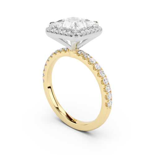 Stella Halo Engagement Ring with Diamond Band