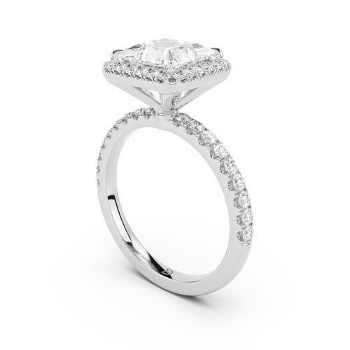 Stella Halo Engagement Ring with Diamond Band