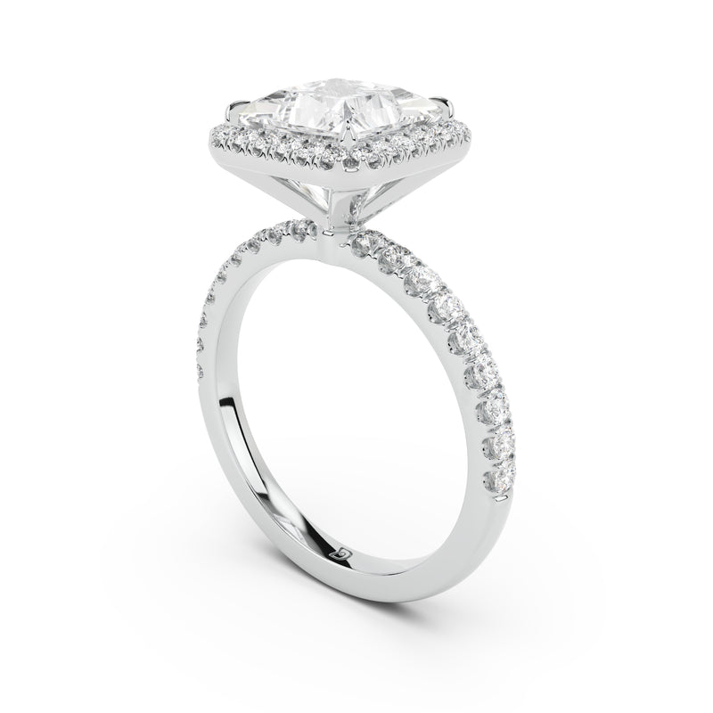 Stella Halo Engagement Ring with Diamond Band
