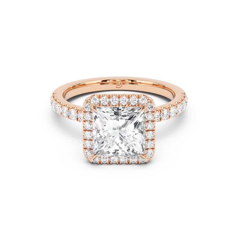 Stella Halo Engagement Ring with Diamond Band