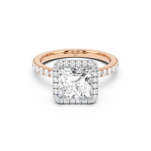 Stella Halo Engagement Ring with Diamond Band