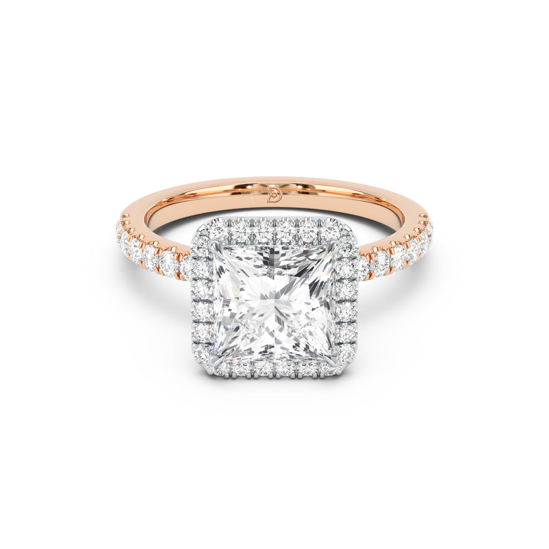Stella Halo Engagement Ring with Diamond Band