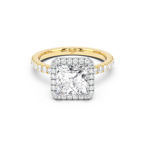 Stella Halo Engagement Ring with Diamond Band