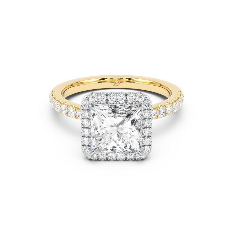 Stella Halo Engagement Ring with Diamond Band