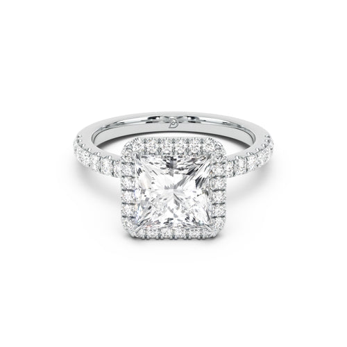 Stella Halo Engagement Ring with Diamond Band