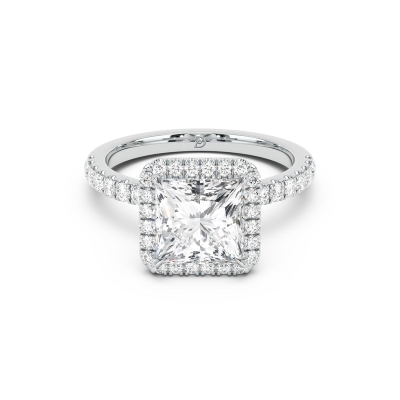 Stella Halo Engagement Ring with Diamond Band