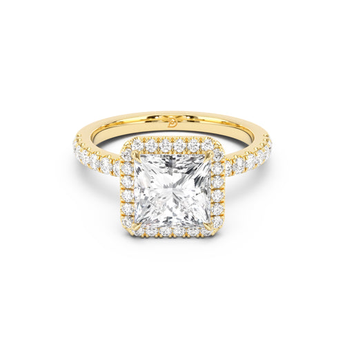Stella Halo Engagement Ring with Diamond Band