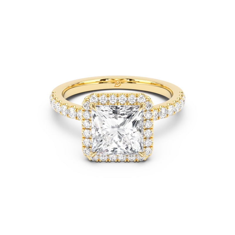 Stella Halo Engagement Ring with Diamond Band