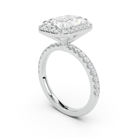 Stella Halo Engagement Ring with Diamond Band