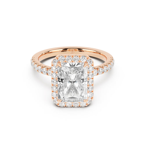 Stella Halo Engagement Ring with Diamond Band