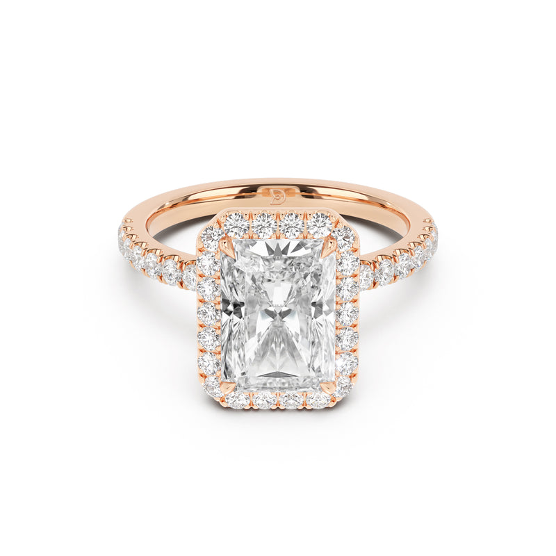 Stella Halo Engagement Ring with Diamond Band