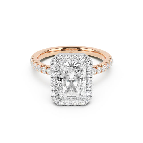 Stella Halo Engagement Ring with Diamond Band