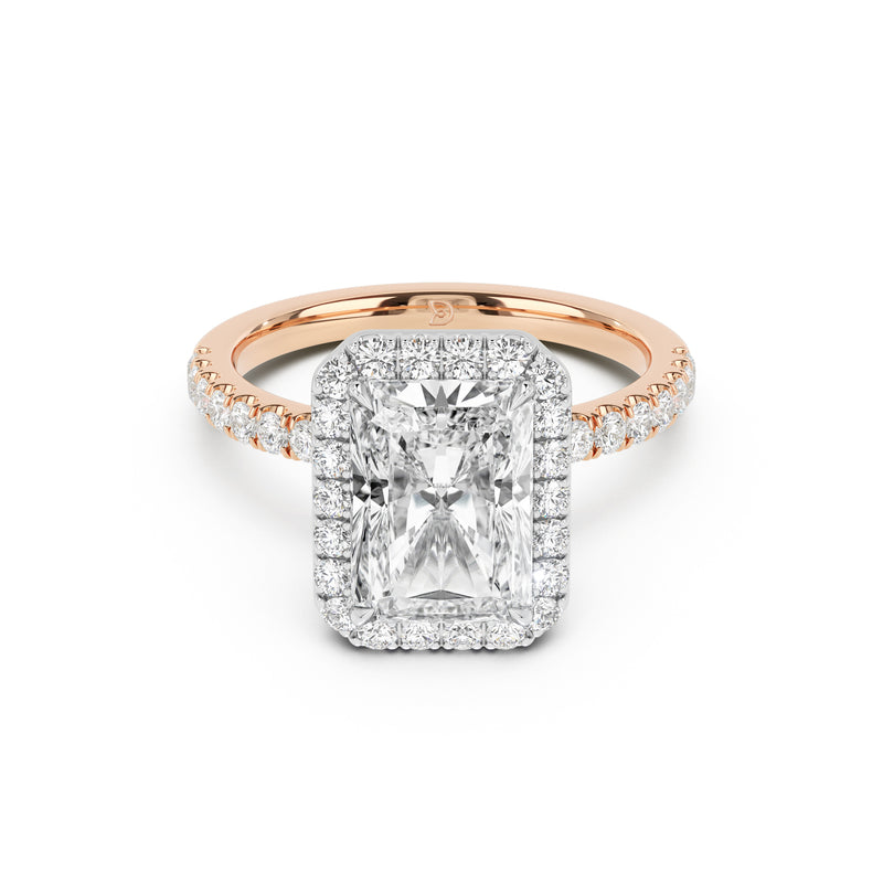 Stella Halo Engagement Ring with Diamond Band