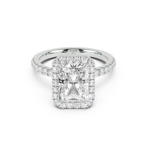 Stella Halo Engagement Ring with Diamond Band